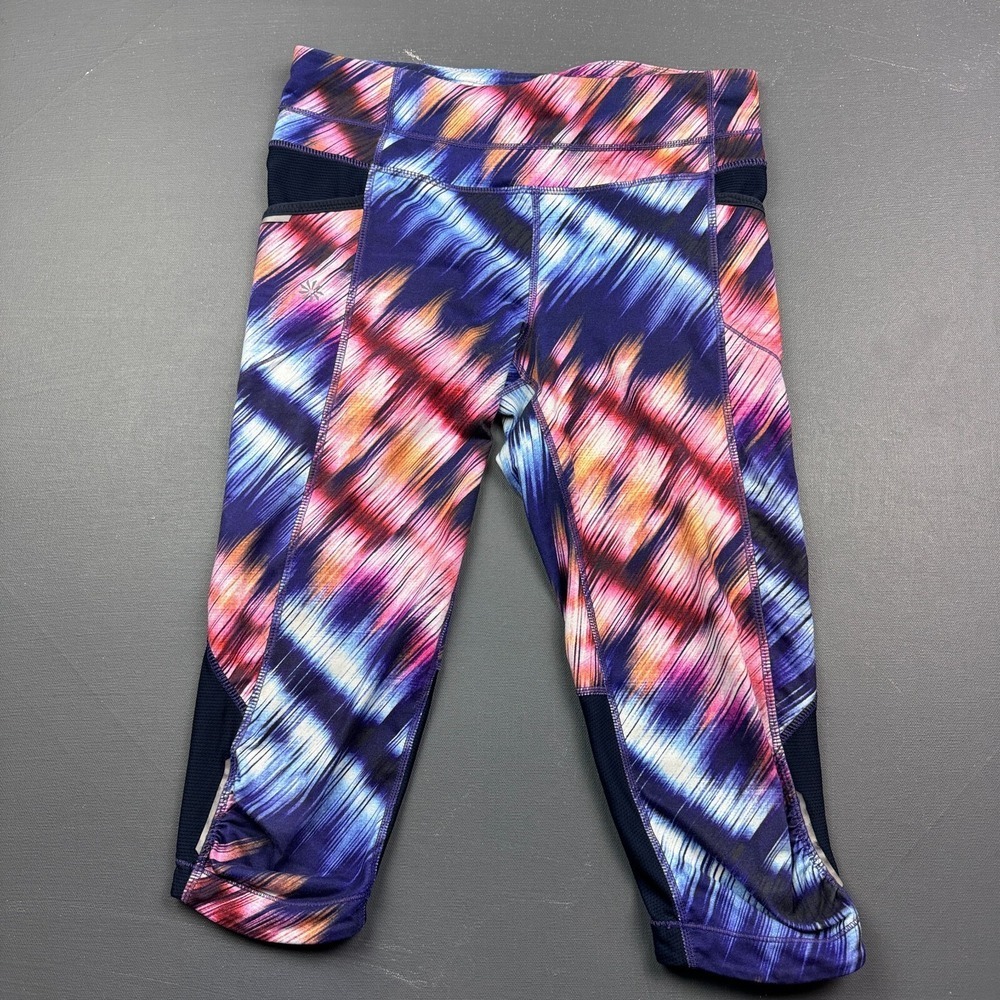 Athleta Women's Small Multi Color Capri Leggings High Waist Printed Activewear